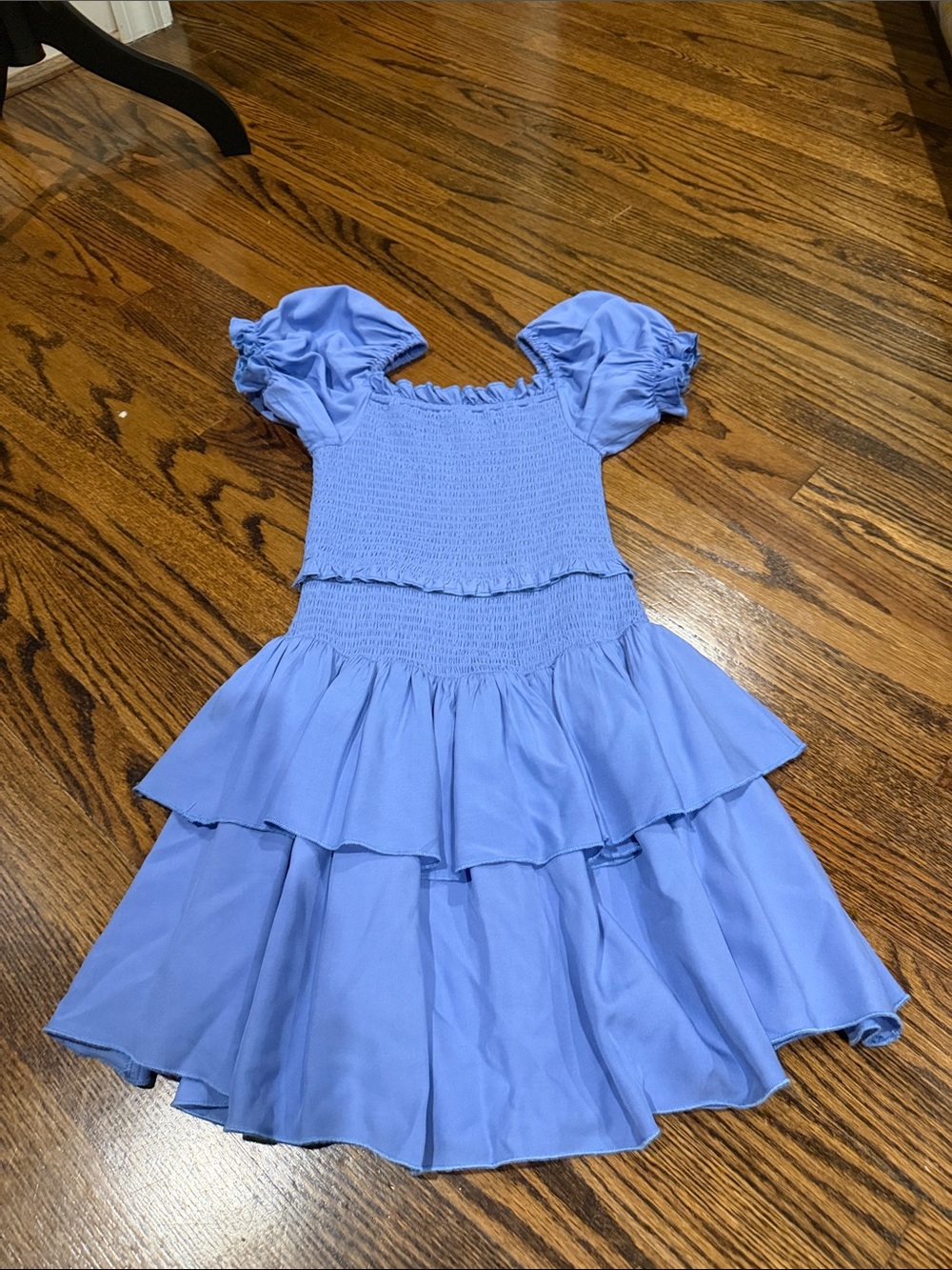 Katie J NYC Lavender Puff-Sleeve Smocked Tiered Dress - Picture 6 of 7